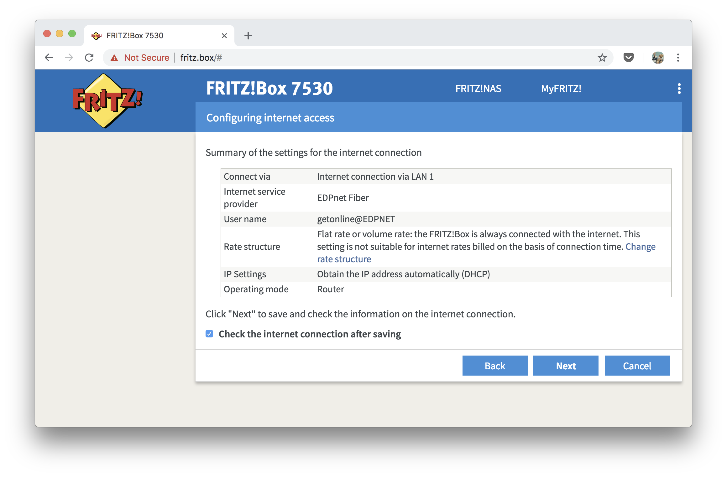 How do I install and configure my FRITZ!Box 7530 for use with a fiber connection